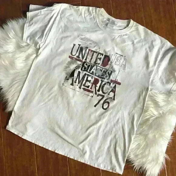 VTG Gildan T-shit United State of American 76 Whit - Picture 1 of 5